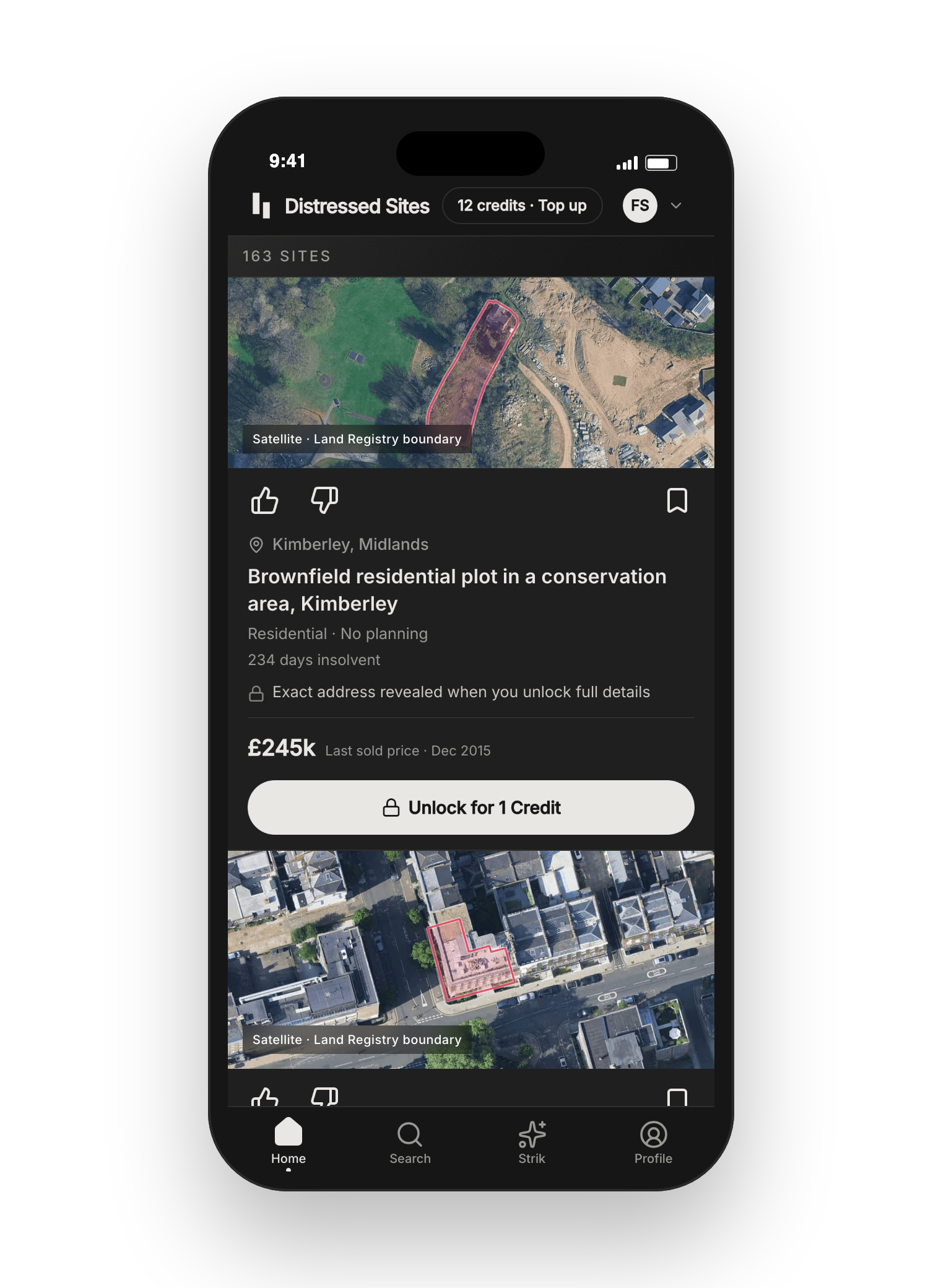 Distressed Sites feed on an iPhone
